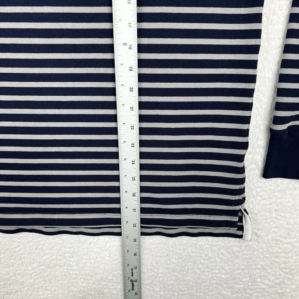 Vintage J Crew‎ Sweater Mens Large Blue Striped 1/4 Zip 80s Heavy Knit Pullover